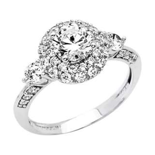 14K White Gold Round Solitaire CZ Cubic Zirconia Wedding Engagement 