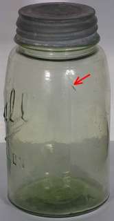 YELLOW GREEN Quart RALL (BALL) MASON Fruit Jar BEAD SEAL  