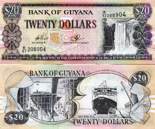 GUYANA 20 Dollars 2009 P NEW UNC lot 10 pcs  