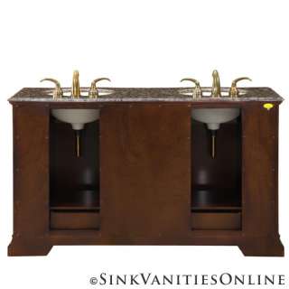 60 Samantha   Transitional Bathroom Double Sink Vanity Cabinet 