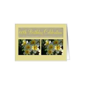  60th Birthday Invitation, yellow Frangipani blooms Card 