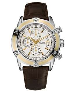 GUESS Watch, Mens Chronograph Brown Leather Strap U16518G1   All 