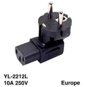   Prong European Schuko CEE 7 Right Angle Plug Adapter Electronics