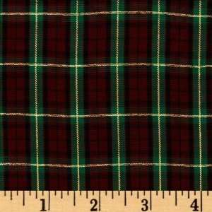  60 Holiday Plaid Green/Metallic Gold Fabric By The Yard 