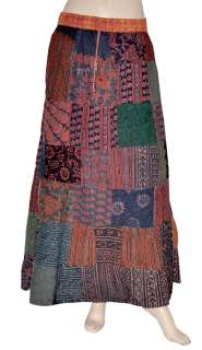 New Indian Boho patchwork Cotton Long Skirt Size 12  