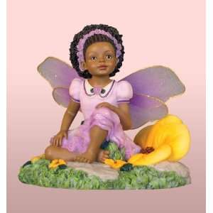  African American Kids Figurines Child Fairy Lavender