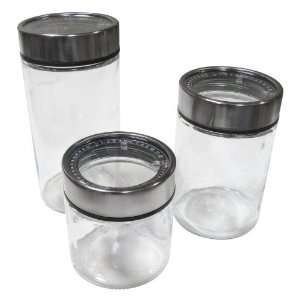  Imperial Home MW1199 Glass 3 Pieces Canister Set With Air 