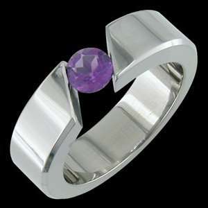   Funky Titanium Ring with Tension Set Amethyst Alain Raphael Jewelry