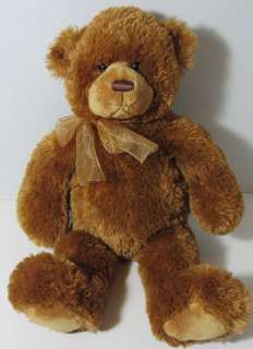   SQUEEZER BROWN SHAGGY TEDDY BEAR With Bow Stuffed PLUSH Animal 46586