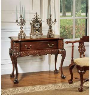 HandCarved Solid Mahogany Antique Replica Console Table  