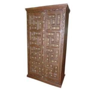 Rustic Cabinet Antique Furniture Armoire Hand Carved Teak Wooden From 