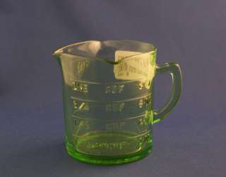 Vintage Kelloggs Glass Green One Cup Measure Cup  