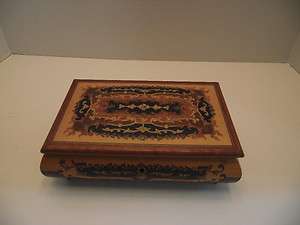 Vintage Sorrento Burl Wood Trinket Jewelry Music Box  