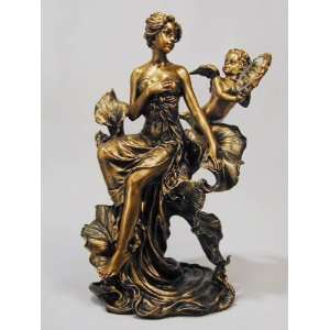 Art Nouveau Style VENUS & CUPID Statue, Antique Copper Patina Finish 9 