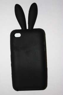 APPLE iPod Touch 4th GEN Soft SILICONE SKIN Case Cover BLACK RABBIT 