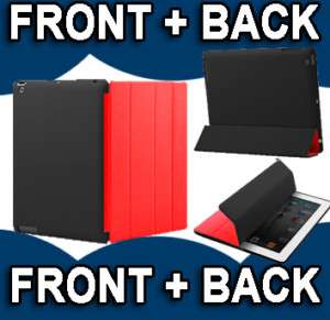 Red Magnetic Smart Cover W/ Back Case for Apple iPad 2  