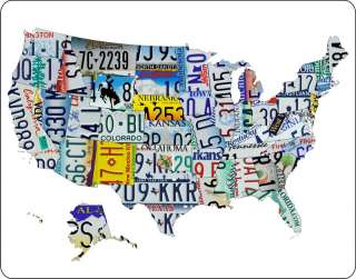 License Plate Art Map of the U.S. 11x14 metal sign #2  