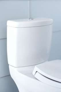 Decorative, high profile two piece toilet. Dual flush (1.6 GPF / 0.9 