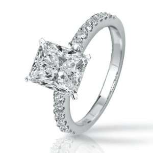  And Pave Set Diamond Engagement Ring with a 0.9 Carat Asscher Cut 