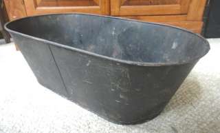 antique victorian TIN METAL BABY BATH TUB laundry deco  
