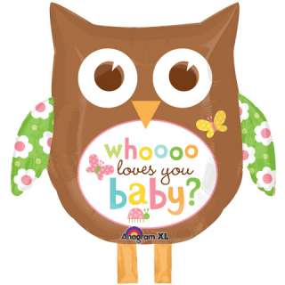 WHOOO LOVES YOU BABY SHOWER BALLOONS OWL Decorations Supplies Pink 