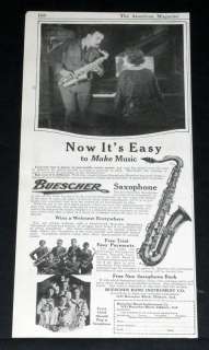   OLD MAGAZINE PRINT AD, BUESCHER SAXOPHONE & BAND INSTRUMENTS  