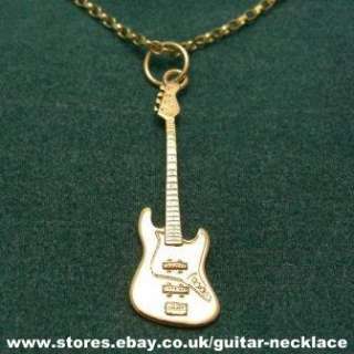   Jazz Bass guitar necklace Miniature Gold Fender Jazz Bass guitar