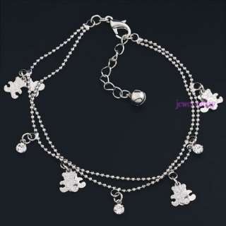 fashion cz bear bead dangle chain anklet ankle bracelet  