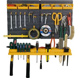   Tool Storage Kit With 6 Pick Bins, Shelf & 19 Hooks, Garage Set  