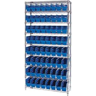 Quantum Storage 64 Bin Wire Shelf Bin System Blue  New  