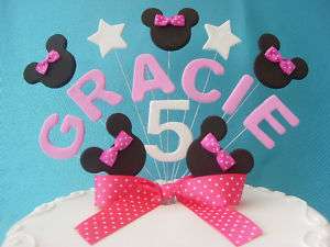 Pink Minnie Mouse Birthday Cake Topper / name & age  