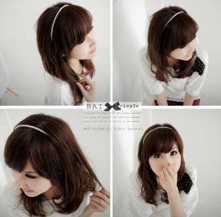  Black Faux 6mm Glass Pearl Korean Girls Women Hair Headband Jewelry 