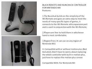   Wii Black Nunchuck and Remote Controller + Case Set For WII New  