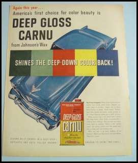   Deep Gloss Carnu Johnsons Wax Blue Chevy Car 50s Print Ad  