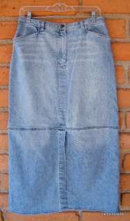 Jill Light Blue Denim Jean Straight Ladies Modest Skirt sz 8 Medium 