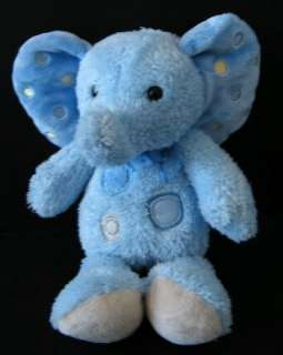 Blue Carters Plush Elephant Dots Tan Feet Baby Lovey  