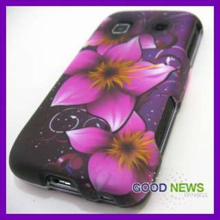Boost Mobile Samsung Galaxy Prevail Purple Pink Flower Hard Case Phone 