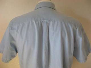   Light Blue Plaid Short Sleeve Outdoor Camping Casual Shirt L  
