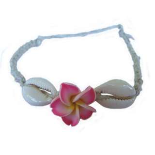 Hawaiian Jewelry Plumeria Shell Hemp Bracelet / Anklet  