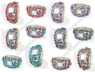 Wholesale 6Pcs Crystal Cuff Bracelet bangle Heart Watch A9  