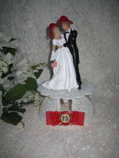 FIREMAN GROOM & FIREWOMAN BRIDE Wedding CAKE TOPPER  