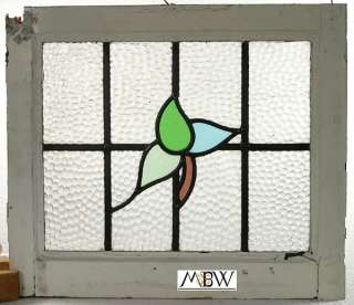 Antique Lead Glazed Stained Glass Window 17H x 19.5W  