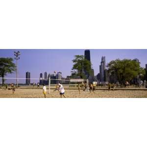  People Playing Beach Volleyball, Chicago, Illinois, USA by 