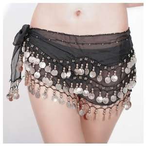  Black Belly Dancing Hip Scarf with Gold Coins Everything 