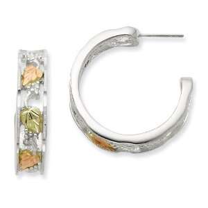  Sterling Silver & 12K Large Hoop Post Earrings Jewelry