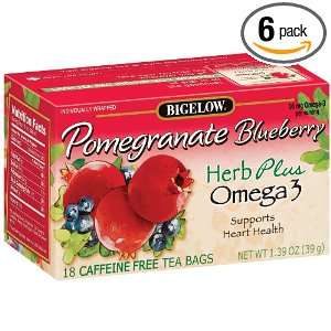 Bigelow Tea, Herb Plus Pomegranate Blueberry, 18 Count Tea Bags (Pack 