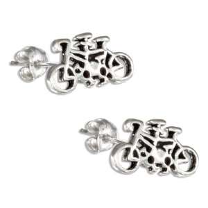    Sterling Silver Mini Tandem Bicycle Post Earrings. Jewelry