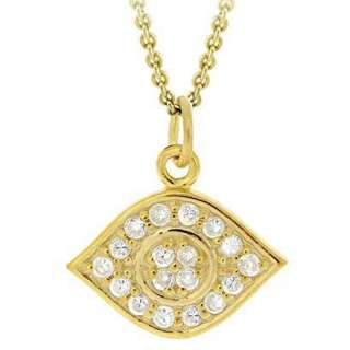 Gold Over Silver Evil Eye Mini Cubic Zirconia Pave Pendant.Opens in a 