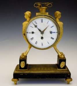 18 19C FRENCH EMPIRE 3 TRAIN MOVEMENT 1/4 HOUR REPEATING CLOCK 