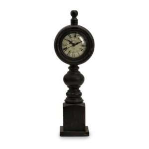   14 Elegant Black Tower Pedestal Distressed Desk Clock